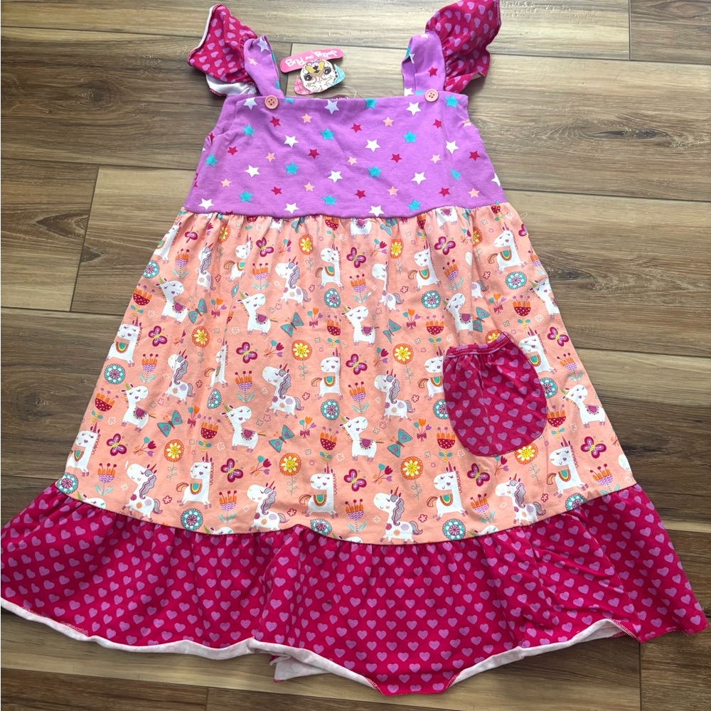 NWT Jelly The Pug Purple and Pink Unicorn Dress
